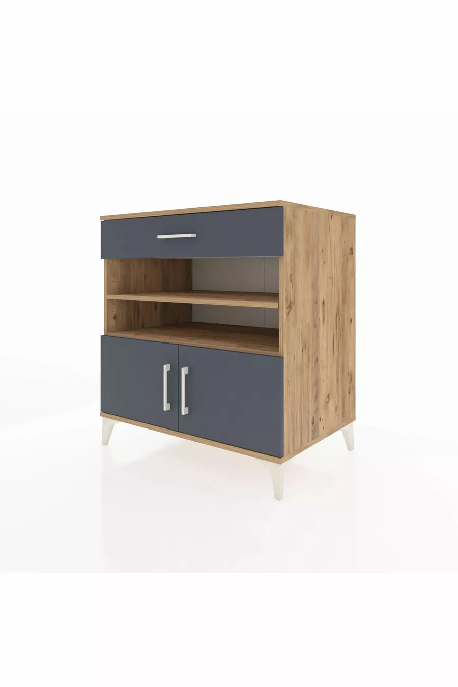 Commode Kronos 3 étagères 1 tiroir 2 portes Pin-Anthracite