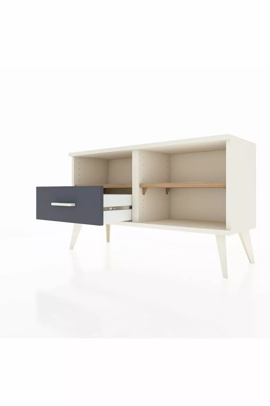 Commode Arges 2 étagères 1 tiroir Pierre de lune/Pin/Anthracite