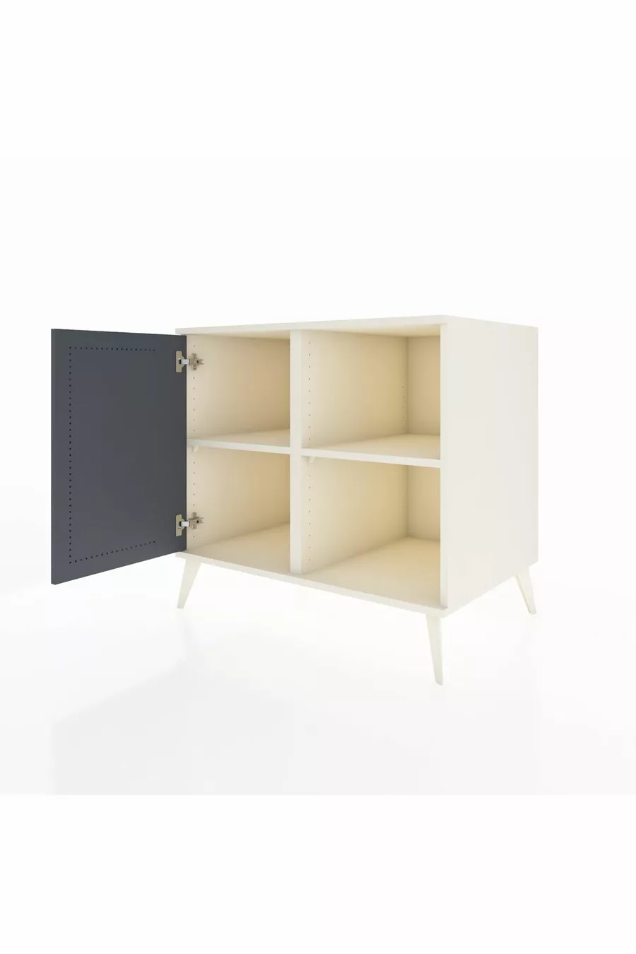 Commode Kronos à 2 étagères avec une porte, Pierre de Lune-Anthracite/Pierre de Lune