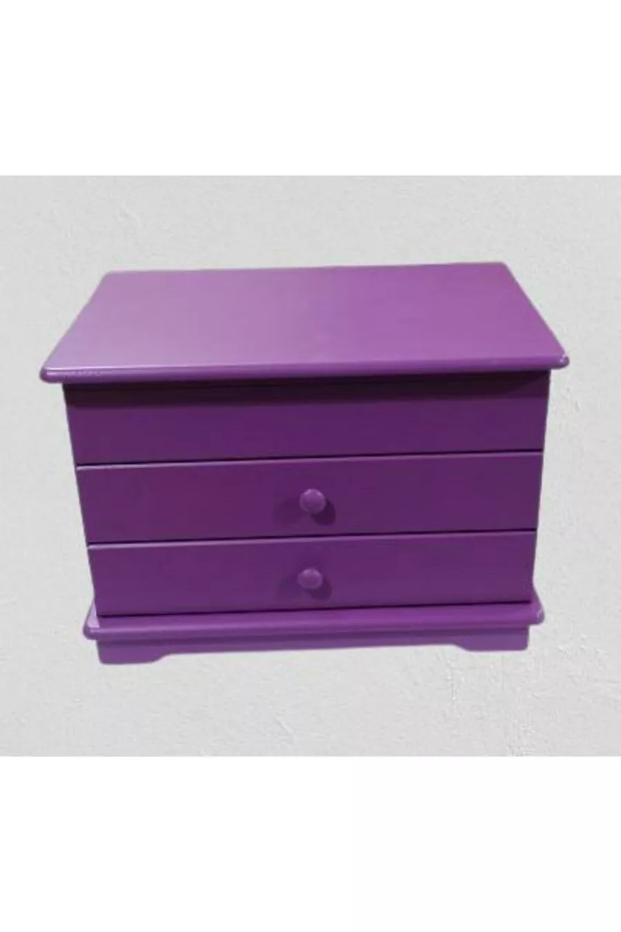 Hobi ERDL Bijoux Maquillage Commode 2 Tiroirs Miroir Brillant Violet Bois MDF Fait Main