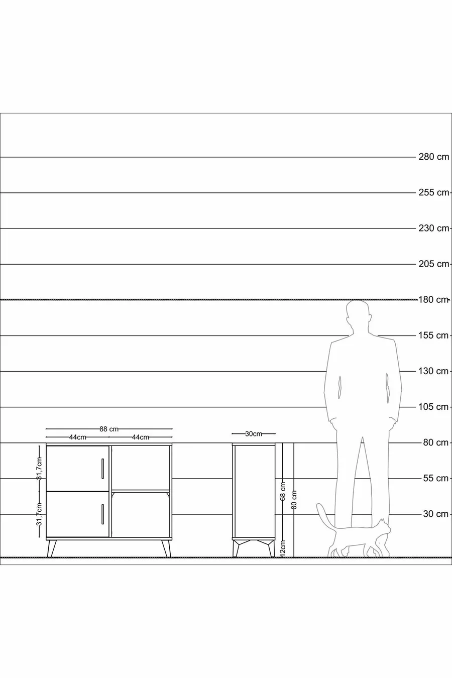 Arges Dressoir 2 Planken 2 Deuren Maansteen-Pine/Antraciet