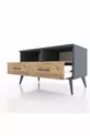 Commode Hyperion 2 étagères 2 tiroirs Anthracite-Pin