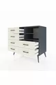 Commode Hyperion 2 étagères 6 tiroirs Anthracite-Anthracite/Pierre de lune