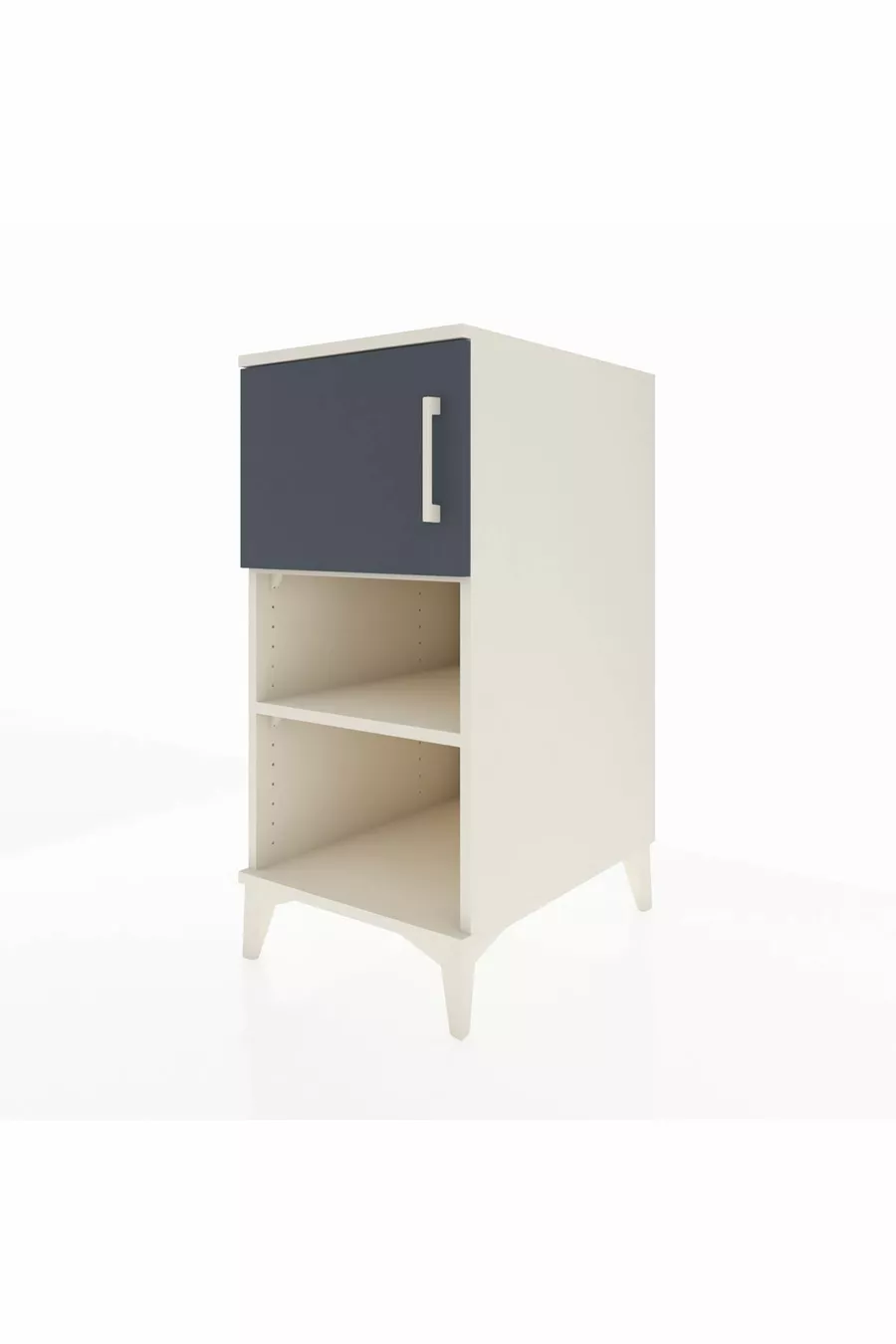 Kronos Nightstand with 2 Shelves and 1 Door, Moonstone-Anthracite