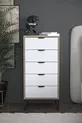 Commode Arden 5 tiroirs, panier à linge