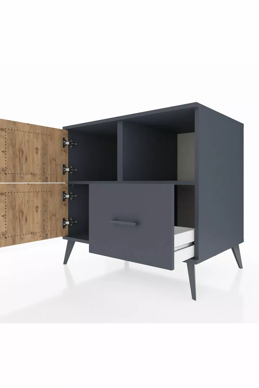 Kronos Dressoir 2 Planken 1 Lade 2 Deuren Antraciet-Den/Antraciet