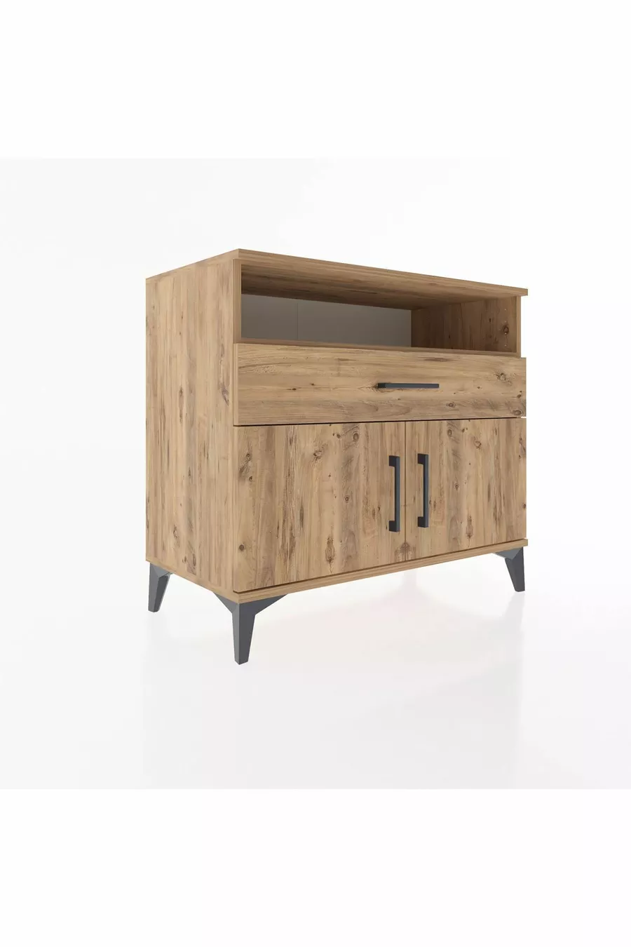 Commode Hyperion 2 étagères, 1 tiroir, 2 portes, pin-pin