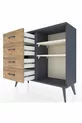 Commode Arges 2 étagères 4 tiroirs Anthracite-Pierre de lune/Merisiers
