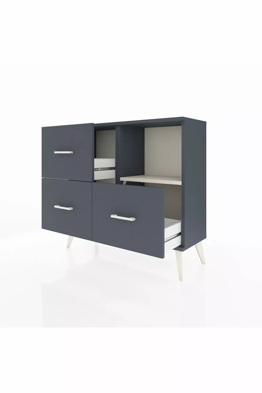 Commode Arges à une étagère et 3 tiroirs Anthracite-Sable/Anthracite