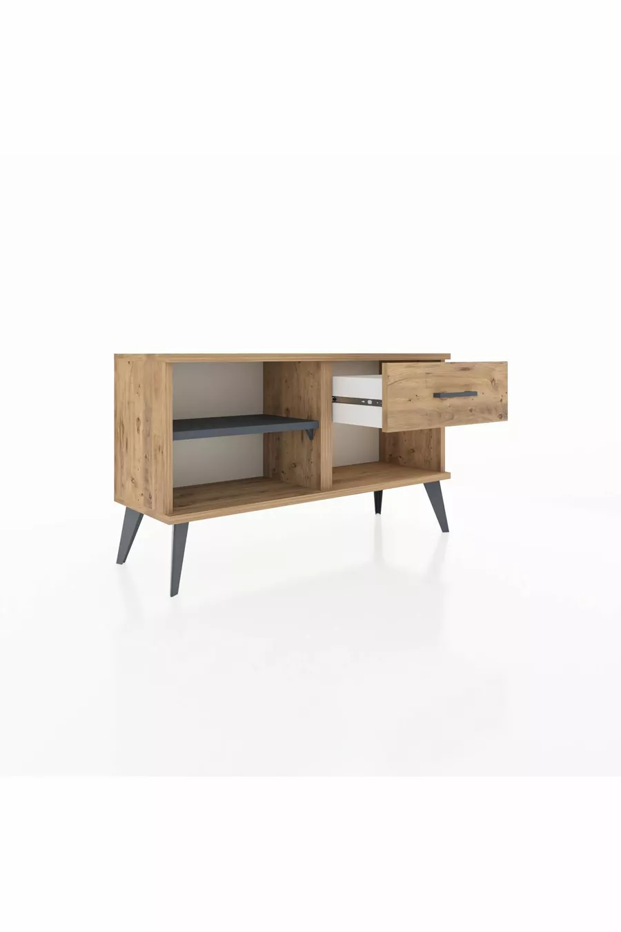 Commode Arges avec une étagère et un tiroir, pin-anthracite/pin