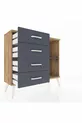Commode Arges à une étagère et 4 tiroirs en pin-anthracite