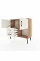 Commode Arges avec 2 étagères, 2 tiroirs et 2 portes, en pin et pierre d'agate