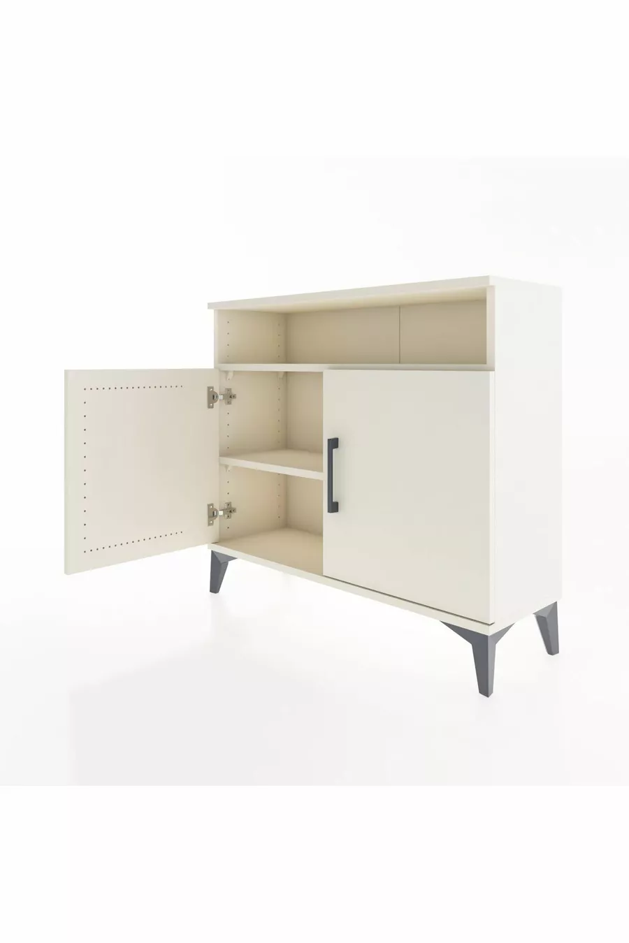 Commode Arges 2 étagères 2 portes Pierre de lune-Pierres de lune