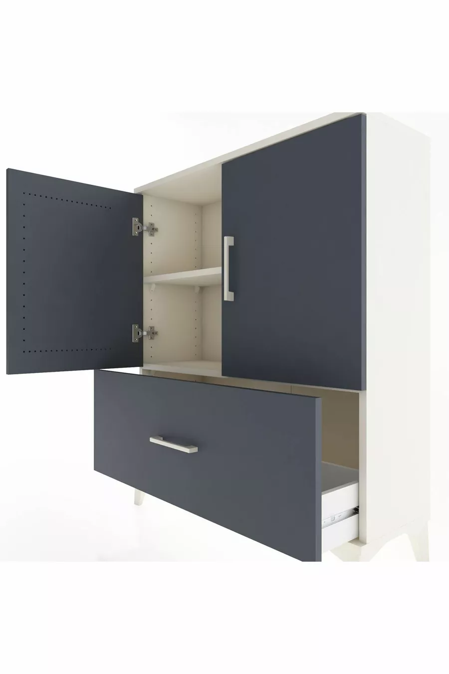 Commode Arges 2 étagères 1 tiroir 2 portes Pierre de lune-Anthracite