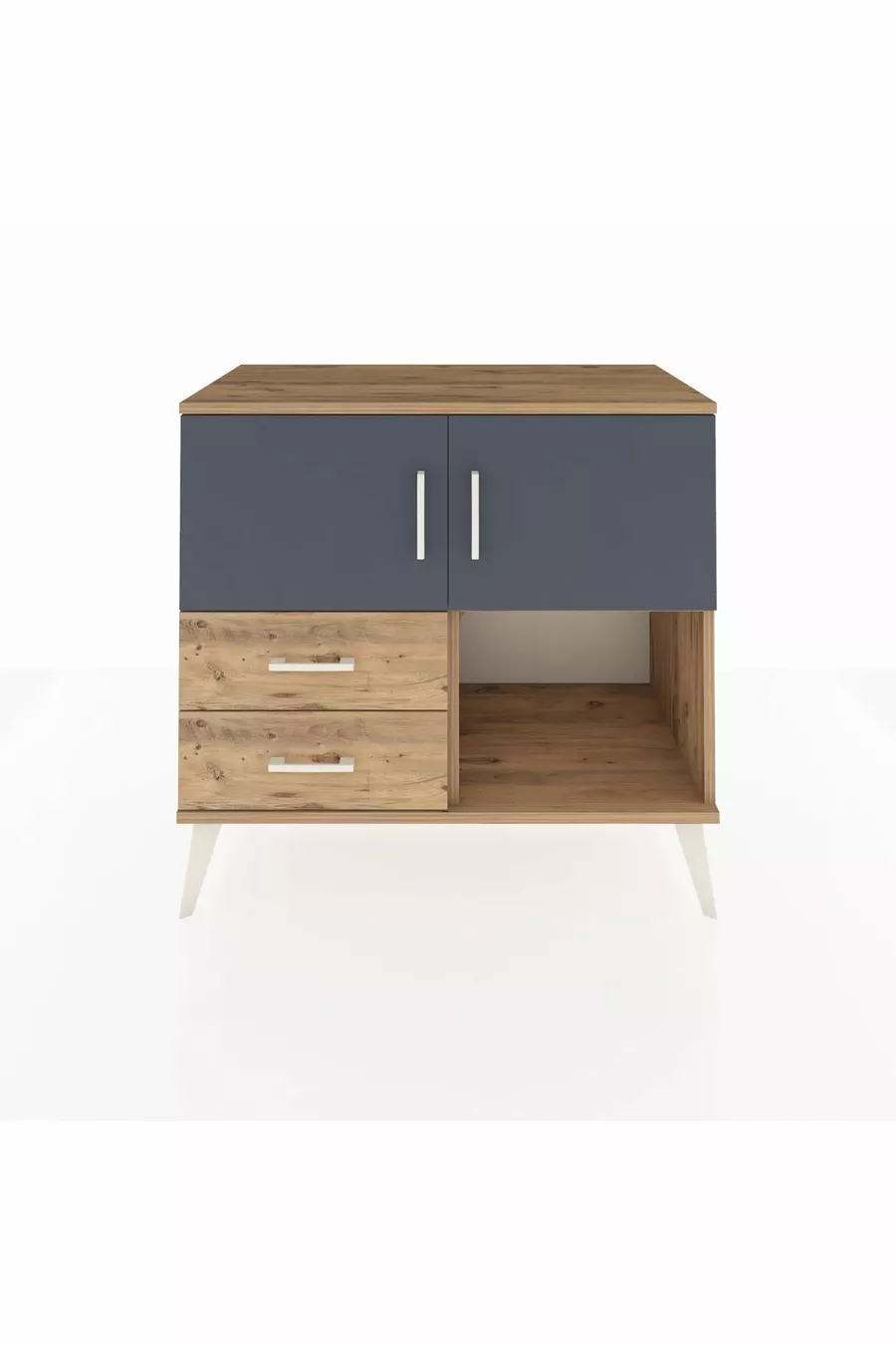 Commode Hyperion avec 2 étagères, 2 tiroirs, 2 portes, pin-anthracite/pin