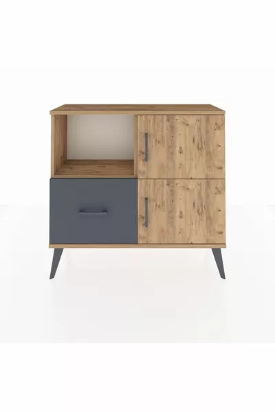 Arges Dresser with 2 Shelves, 1 Drawer, 2 Doors, Pine-Pine/Anthracite