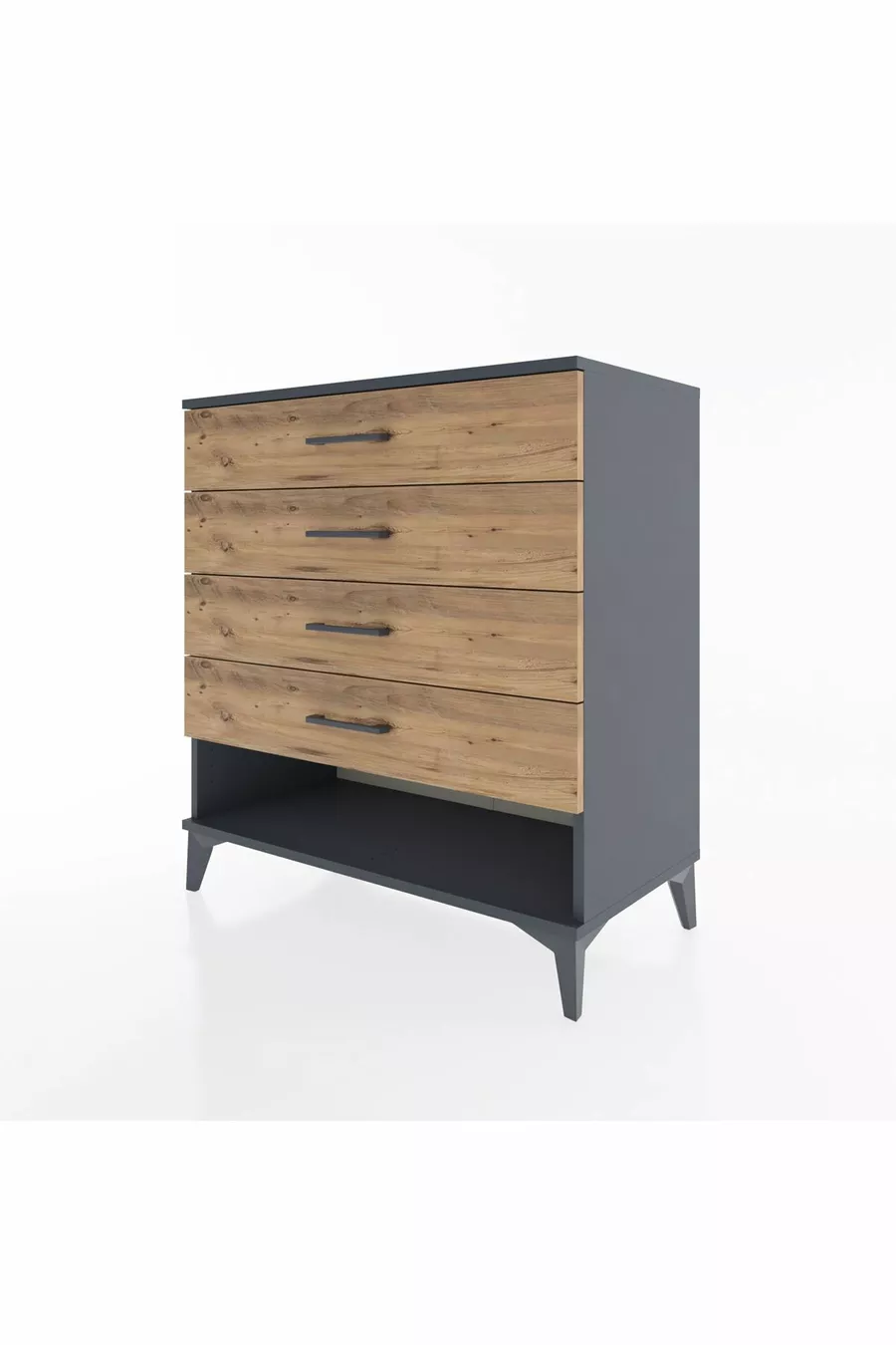 Commode Hyperion 4 tiroirs Anthracite-Sapin