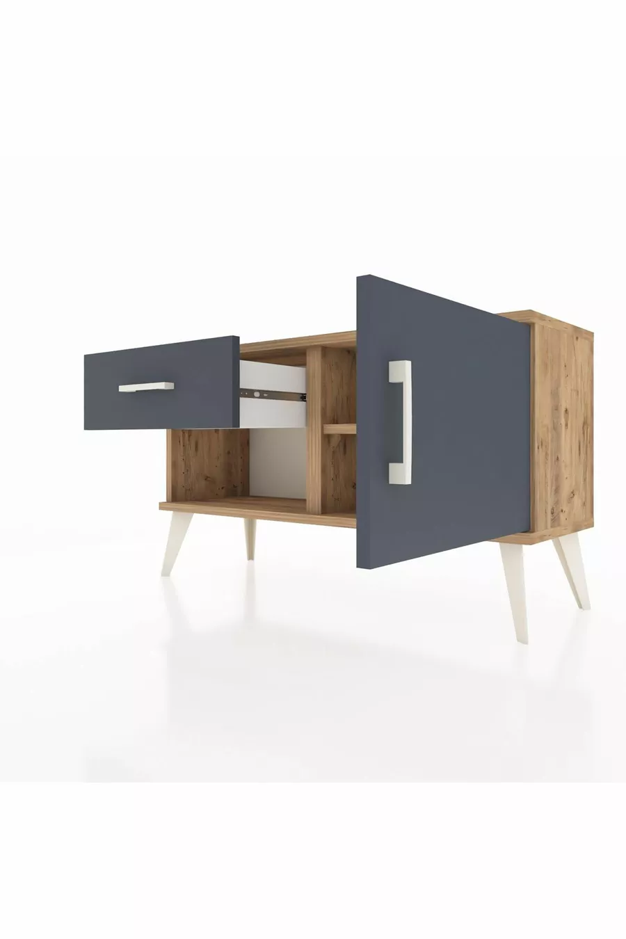 Arges Dresser with Single Shelf, Single Drawer, Single Door Pine-Anthracite