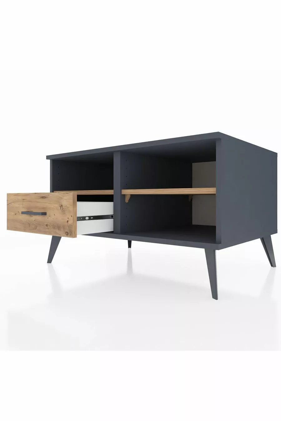 Commode Kronos avec 2 étagères et 1 tiroir Anthracite-Pin