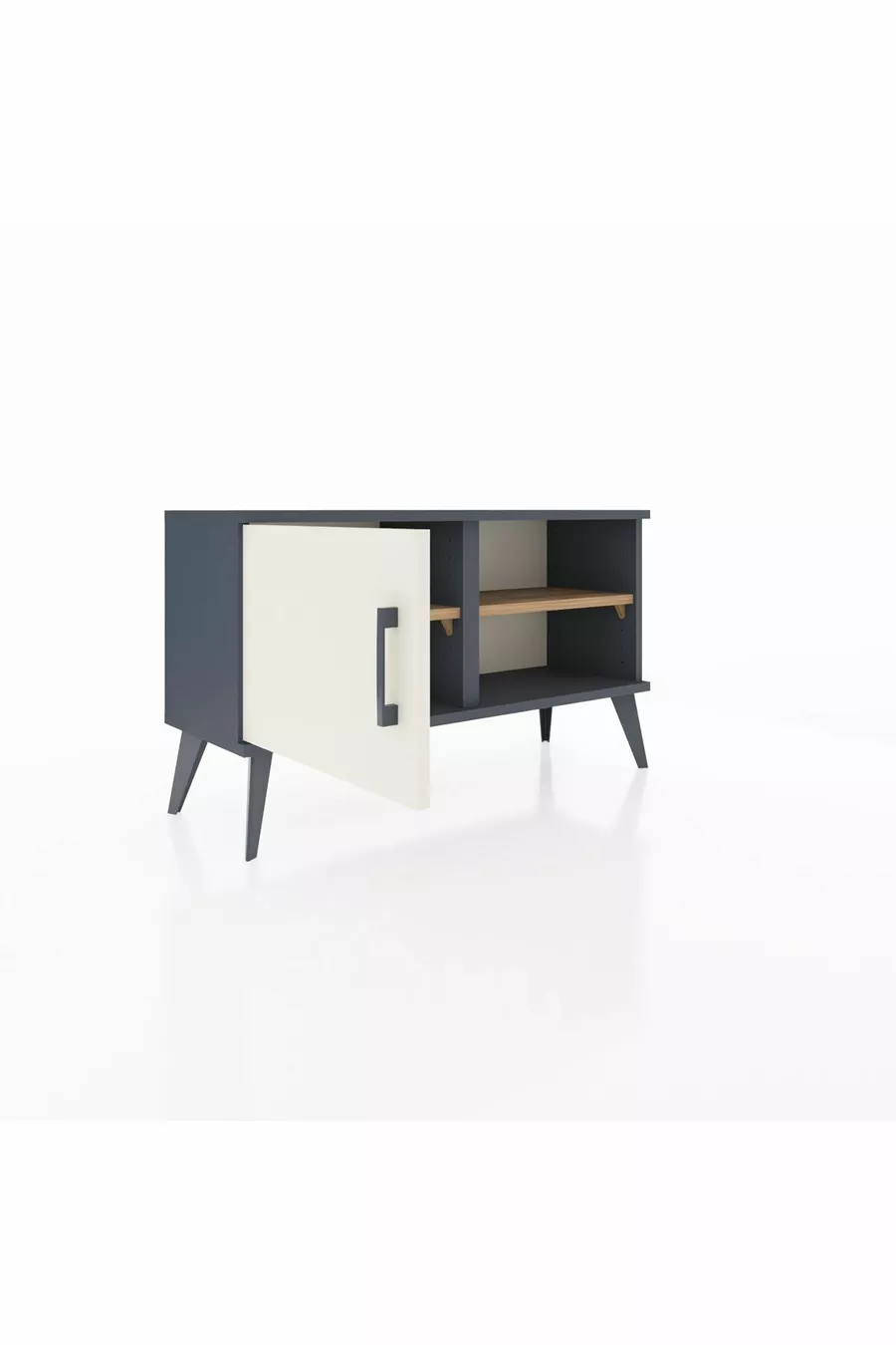 Commode Arges avec 2 étagères et une porte Anthracite-Pierre de Lune/Sapin