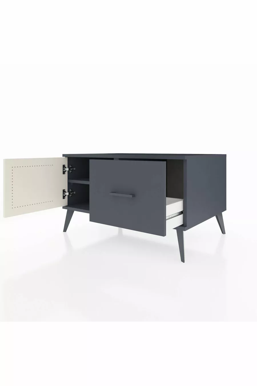 Comò Kronos con un ripiano, un cassetto e una porta, Antracite-Ghiaia/Antracite