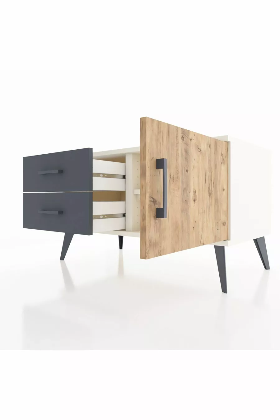 Hyperion Dressoir Met Eén Plank, 2 Lades En Eén Deur Agaatkleur-Dennen/Antraciet