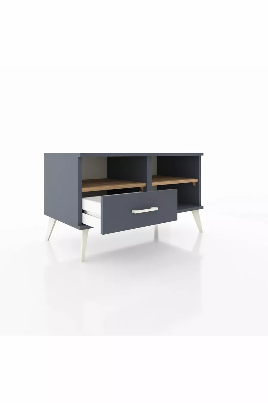 Commode Hyperion 2 étagères 1 tiroir Anthracite-Cèdre/Anthracite