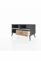 Commode Hyperion 2 étagères avec un tiroir Anthracite-Pierre de lune/Merisiers