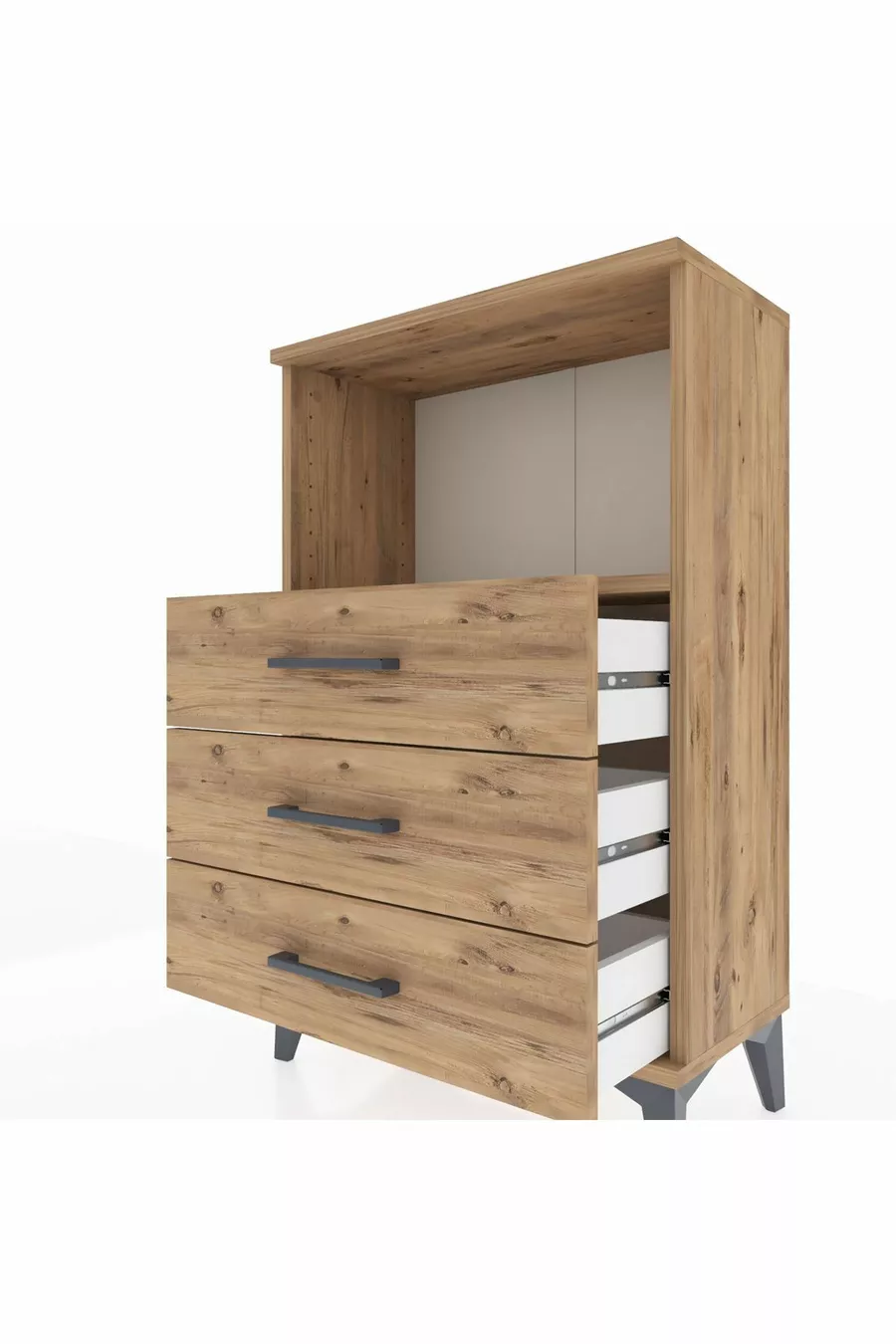 Arges Commode Single Shelf 3 Drawers Pine-Pine