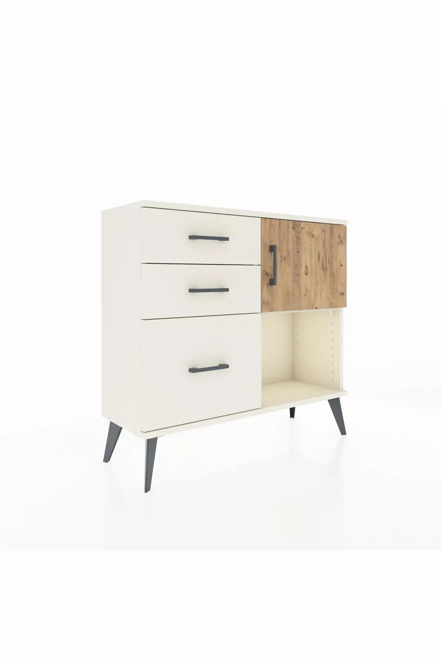 Arges Dresser Single Shelf 3 Drawers Single Door Moonstone-Pine/Moonstone