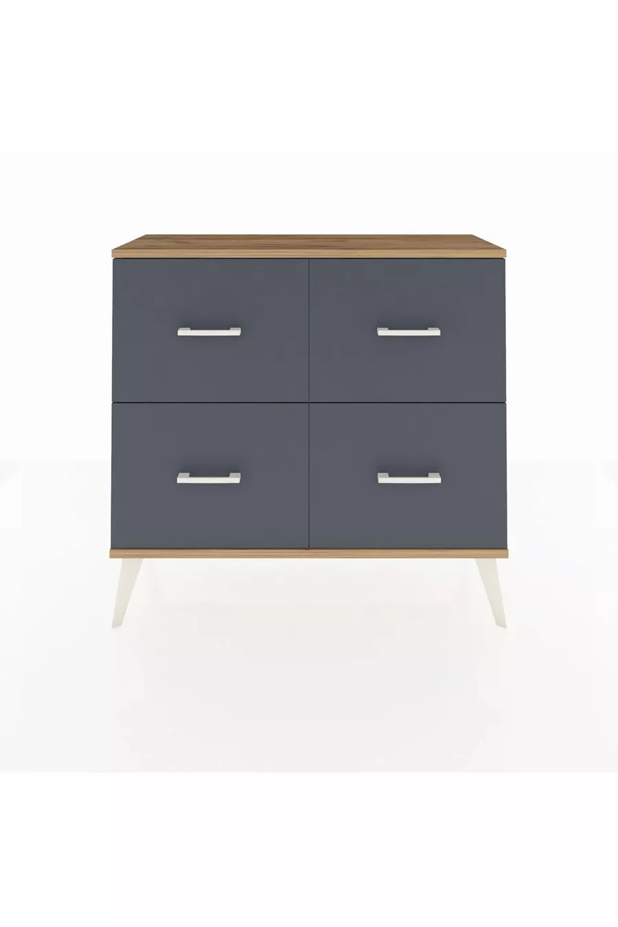 Commode Arges 4 tiroirs Pierre d'ailes-Pin/Anthracite