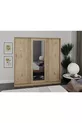 Armadio con Specchio Scorrevole a 3 Ante Samira - Interamente in MDF Rovere