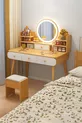 Specchio con luce LED Aura di qualità prima classe (% MDF), moderno trucco/tavolo da toletta (QUERCIA)
