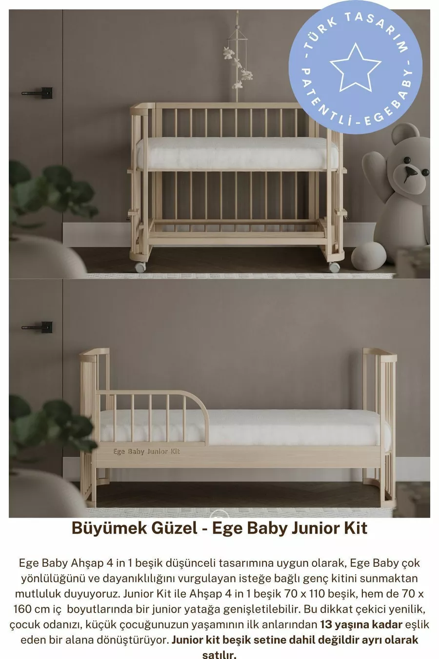 Set di Culla in Legno Naturale (BL) X - lettino, letto, parco giochi, letto Montessori Junior
