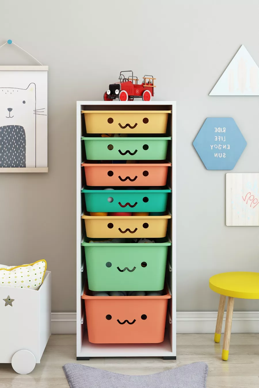 KIDS 7 Basket Smiling Toy Cabinet Toy Box Toy Storage Box