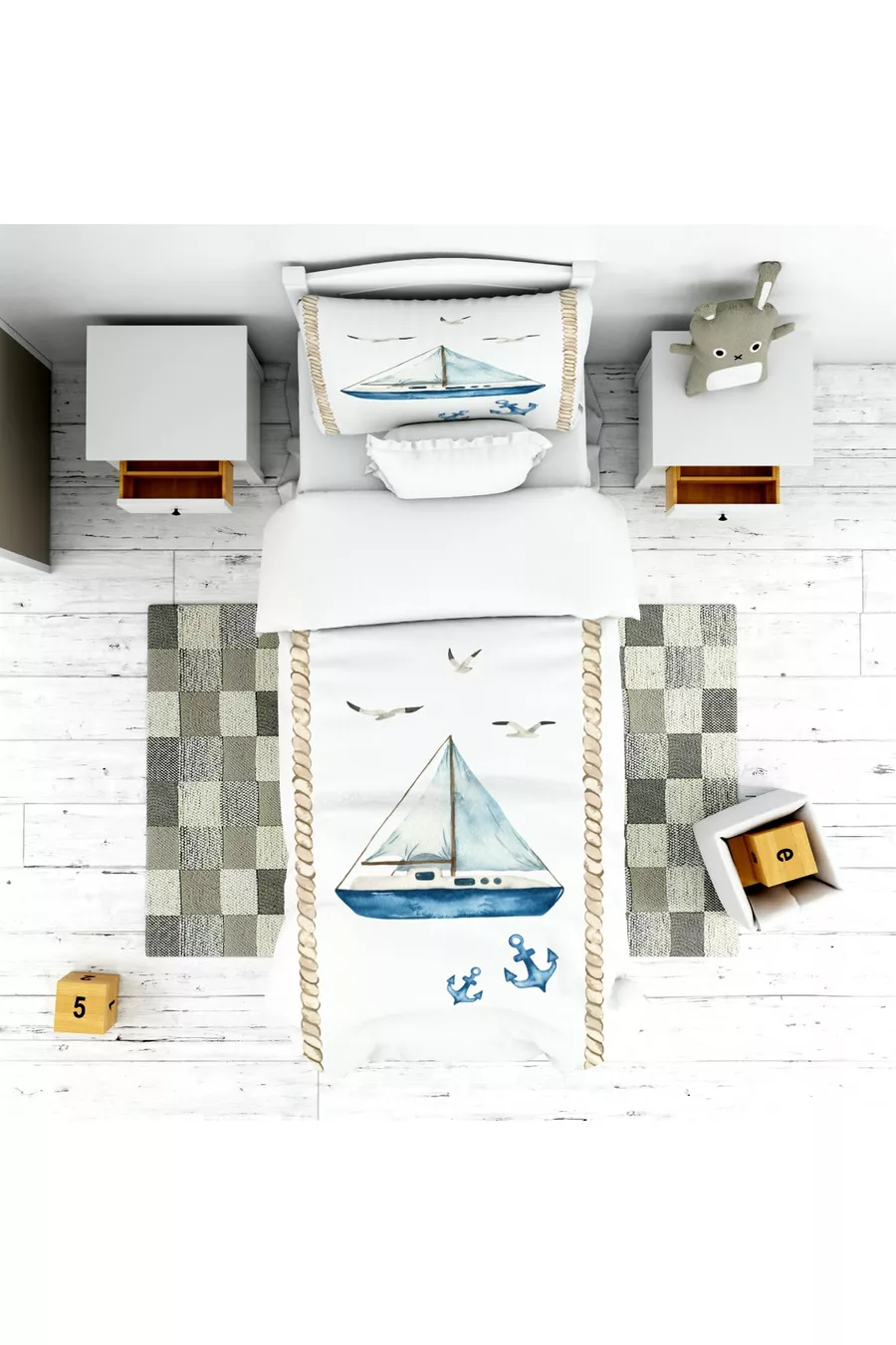 Zeeman Kinderkamer Set (gordijnstof, bedsprei en kussen, vloerkleed)