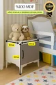 Table de chevet en MDF durable Deniz | Dessus élégant en revêtement Rehau | Pieds en bois de hêtre