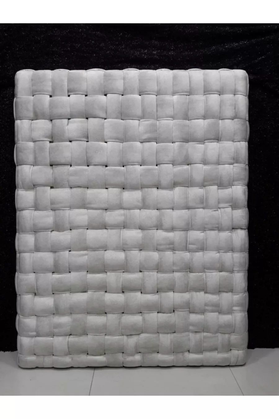 Tête de lit en tricot crème design pour une personne
