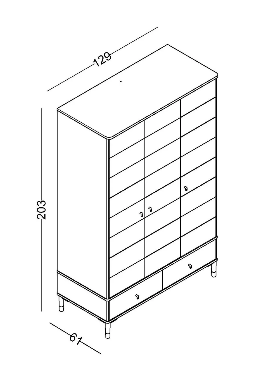 Chambre d'enfant Marin (Armoire 3 portes + * Montessori + Commode)