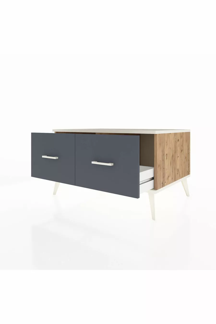 Commode Kronos 2 tiroirs Pin-Achat/Anthracite