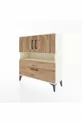 Commode Arges 3 étagères, 1 tiroir, 2 portes, Pierre de lune-Pin