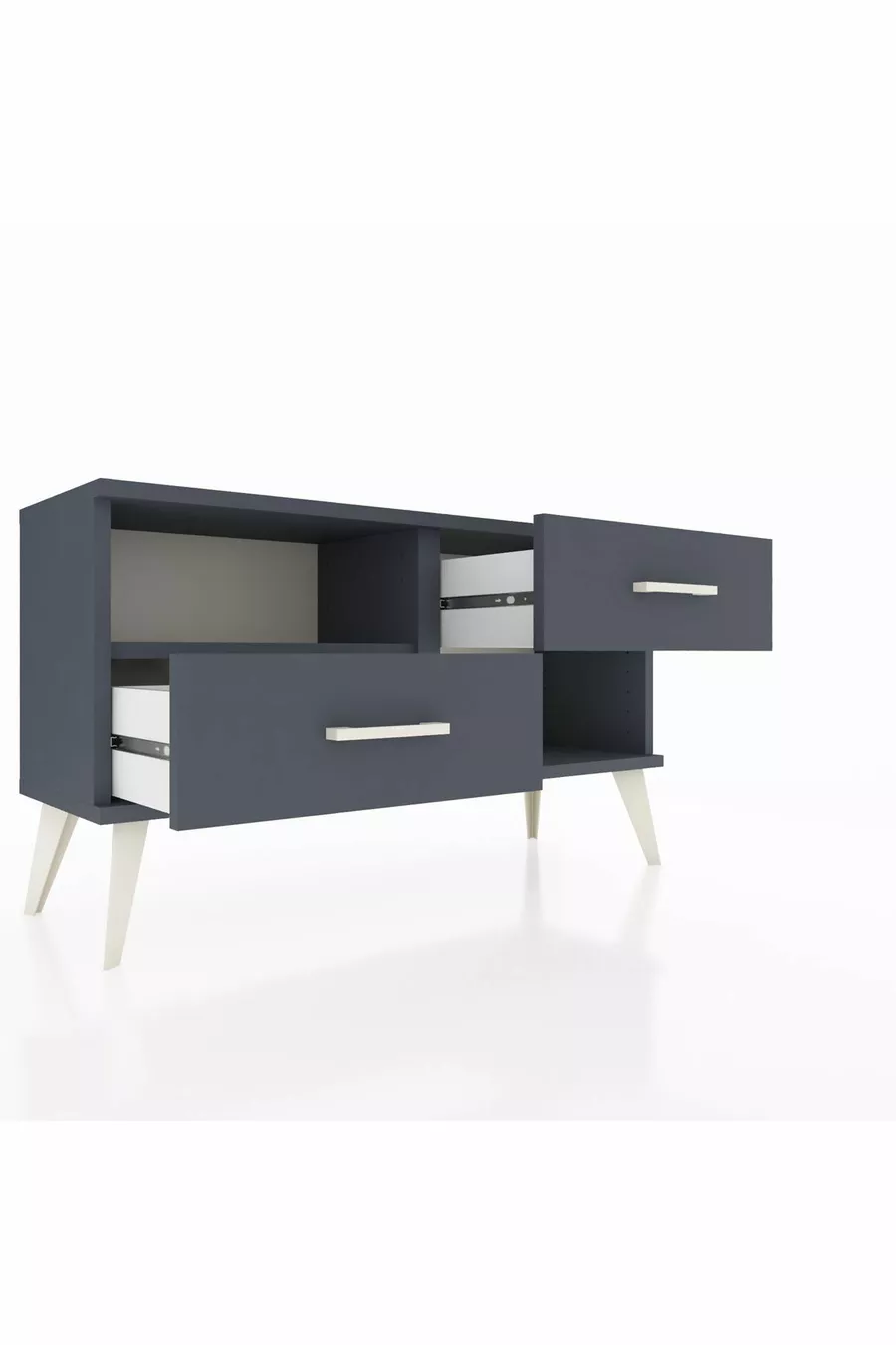 Commode Arges à une étagère et 2 tiroirs Anthracite-Anthracite
