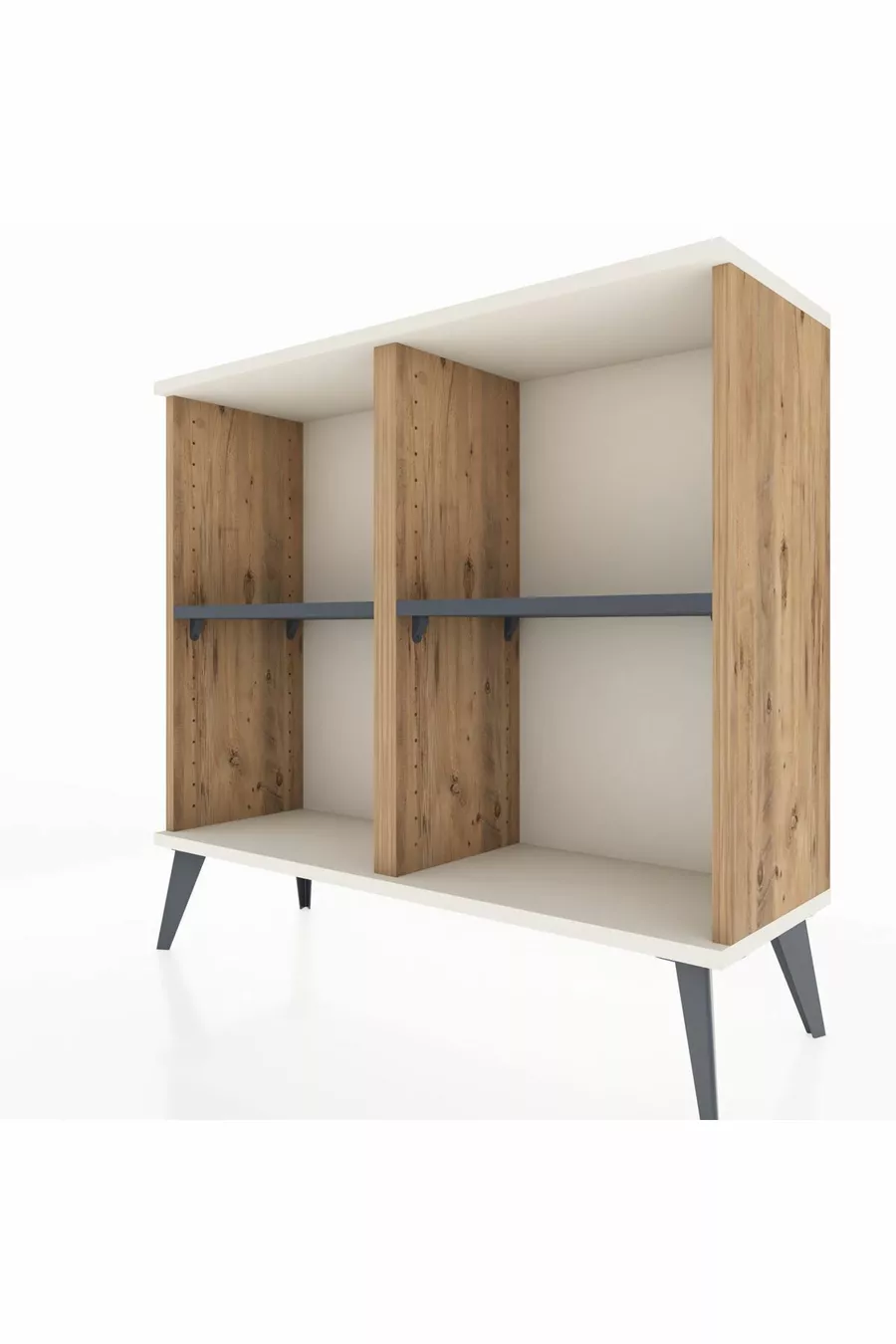 Commode Arges à 2 étagères Pin-Silex/Anthracite