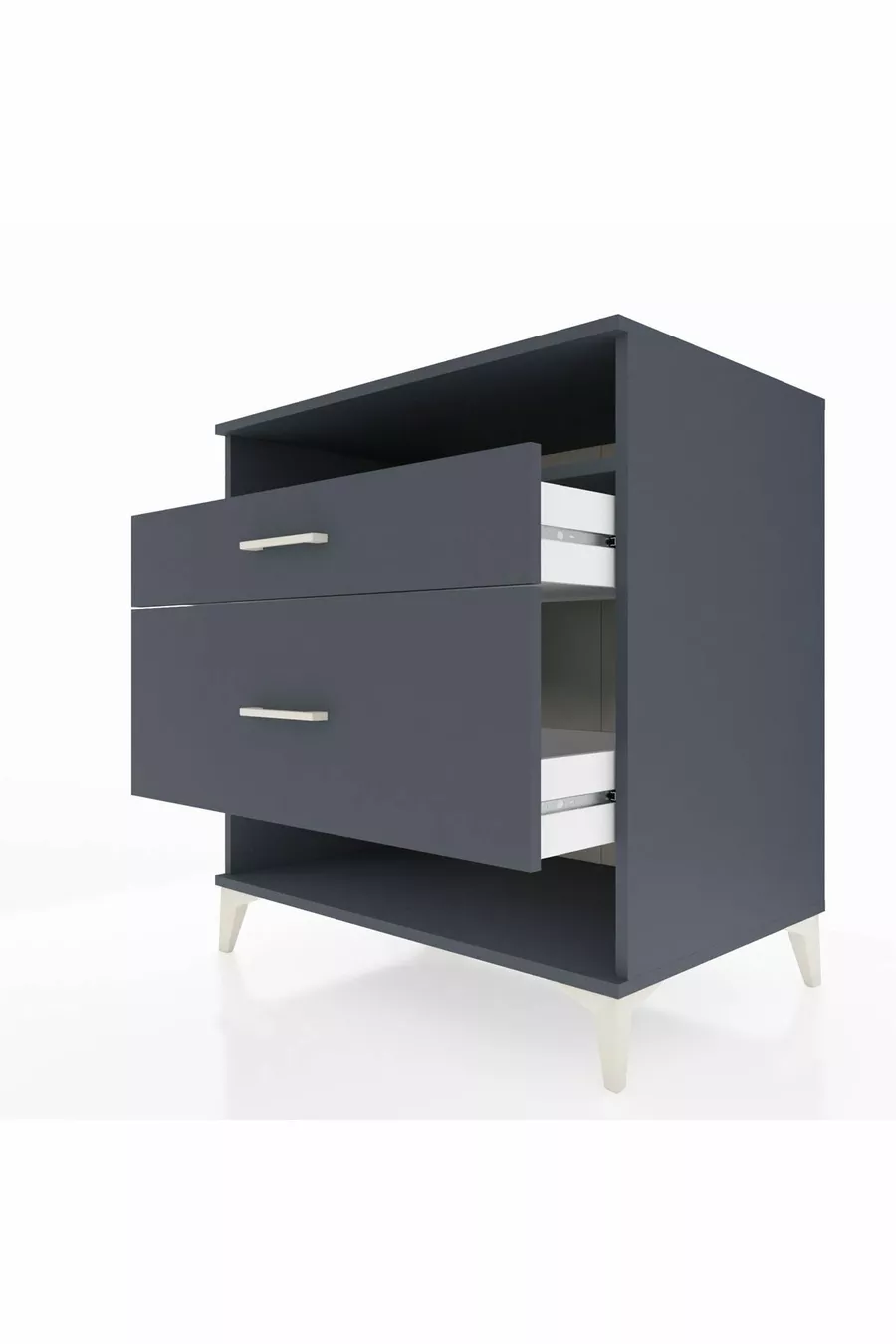 Commode Kronos à une étagère et deux tiroirs Anthracite-Anthracite