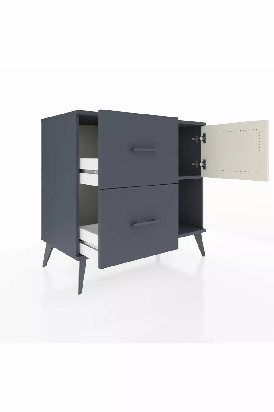 Hyperion Dressoir Met Eén Plank, 2 Lades En Eén Deur Antraciet-Steen/Antraciet