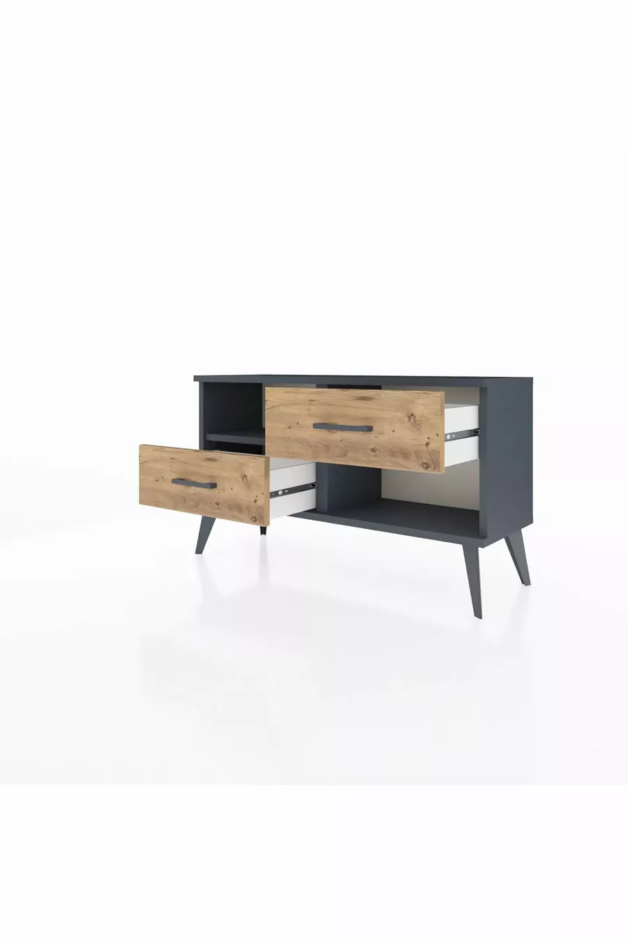 Comò Arges con Un Ripiano e 2 Cassetti Antracite-Antracite/Pino