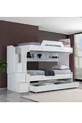 Lits superposés, Lit superposé avec nid d'ange en perle blanc, Lit superposé avec nid d'ange - 3 matelas confort
