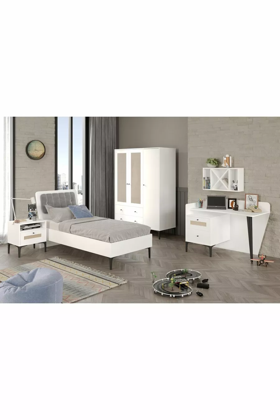 Трио White L Младежка стая комплект (%MDF)