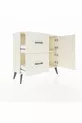 Commode Arges avec une étagère, 2 tiroirs et 2 portes, Pierre de lune-Pierres de lune