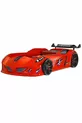 Cameretta per Bambini - Letto a Carrozza Jaguar con Paravento - Armadio Sportivo a 3 Ante, Scrivania, Comò - Rosso